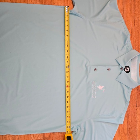 FootJoy Polo Shirt Performance Catholic Charities Golf Light Blue Mens XL Stripe - Picture 5 of 6